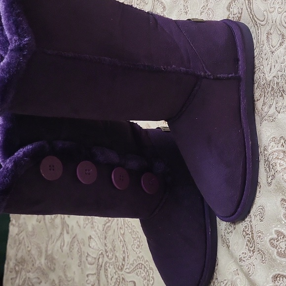 Vegan Leather Purple Women's Boots - Picture 2 of 5